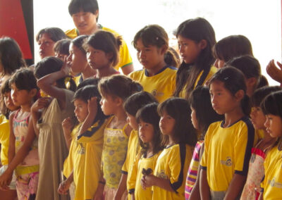 Atividades pedagógicas musicais na Escola Matyk da Aldeia São José/ Terra Indígena Apinajé. Autor: Alexandre Herbetta